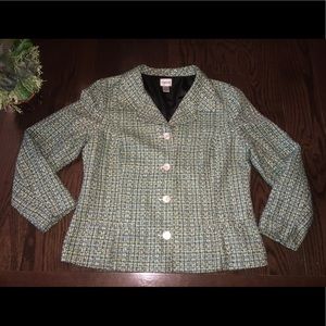 🎀Chico’s lovely green tweed jacket